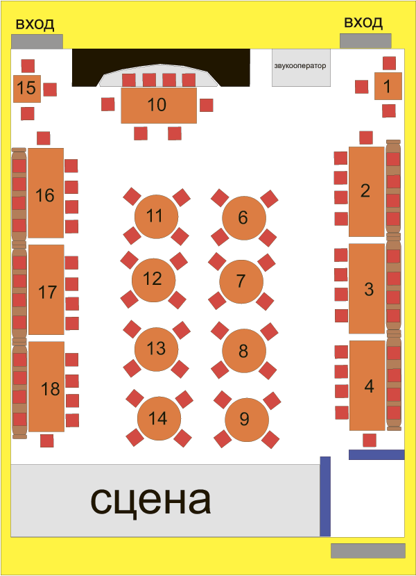 Схема зала клуба forte